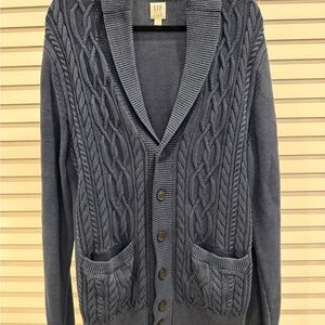 GAP Men's Blue Cable Knit Cardigan